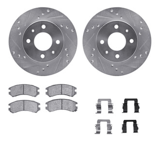 R1 Concepts® - Drilled and Slotted Front Brake Kit with Optimum OE Pads
