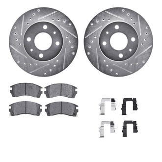 R1 Concepts® - Drilled and Slotted Front Brake Kit with Optimum OE Pads