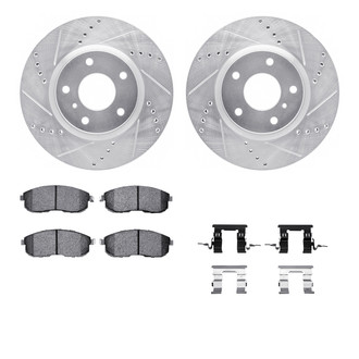 R1 Concepts® - Drilled and Slotted Front Brake Kit with Optimum OE Pads