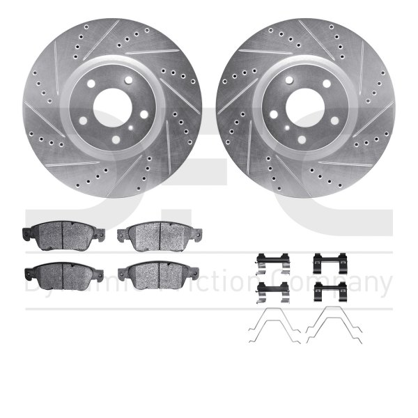  R1 Concepts® - Drilled and Slotted Front Brake Kit with Optimum OE Pads