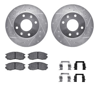 R1 Concepts® - Drilled and Slotted Front Brake Kit with Optimum OE Pads