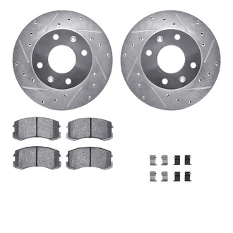 R1 Concepts® - Drilled and Slotted Front Brake Kit with Optimum OE Pads
