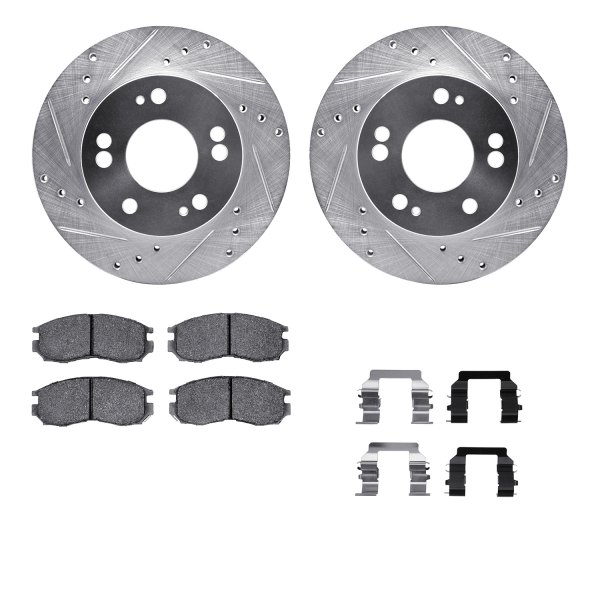  R1 Concepts® - Drilled and Slotted Front Brake Kit with Optimum OE Pads