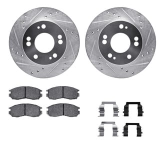 R1 Concepts® - Drilled and Slotted Front Brake Kit with Optimum OE Pads