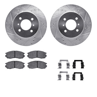 R1 Concepts® - Drilled and Slotted Front Brake Kit with Optimum OE Pads