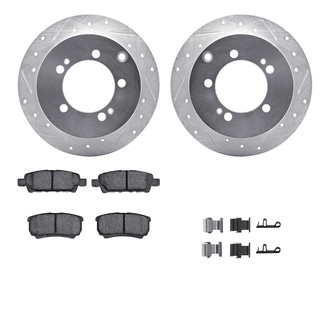 R1 Concepts® WGUH1-72084 - Drilled and Slotted Rear Brake Kit with 5000 OE Pads