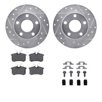 R1 Concepts® - Drilled and Slotted Rear Brake Kit with Optimum OE Pads