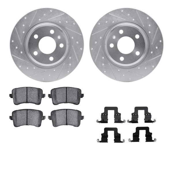  R1 Concepts® - Drilled and Slotted Rear Brake Kit with 5000 OE Pads