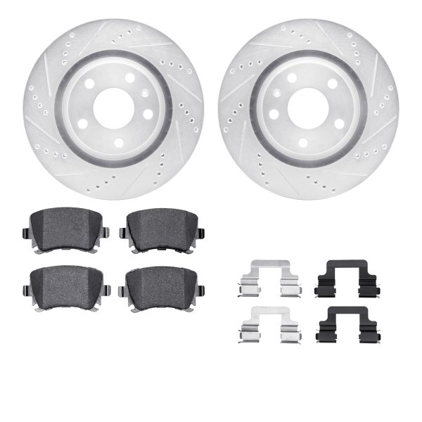  R1 Concepts® - Drilled and Slotted Rear Brake Kit with Optimum OE Pads