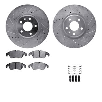 R1 Concepts® - Drilled and Slotted Front Brake Kit with Optimum OE Pads