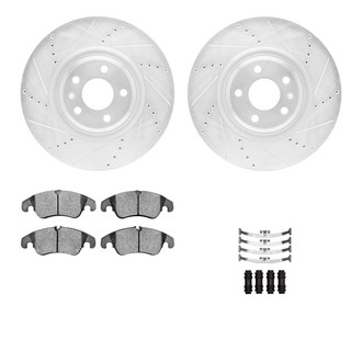 R1 Concepts® - Drilled and Slotted Front Brake Kit with Optimum OE Pads