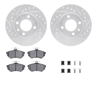 R1 Concepts® - Drilled and Slotted Front Brake Kit with Optimum OE Pads