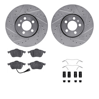 R1 Concepts® - Drilled and Slotted Front Brake Kit with Optimum OE Pads