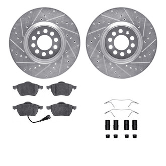 R1 Concepts® - Drilled and Slotted Front Brake Kit with Optimum OE Pads
