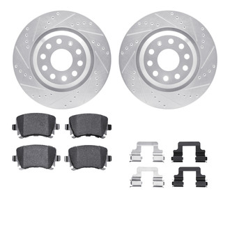 R1 Concepts® - Drilled and Slotted Rear Brake Kit with Optimum OE Pads