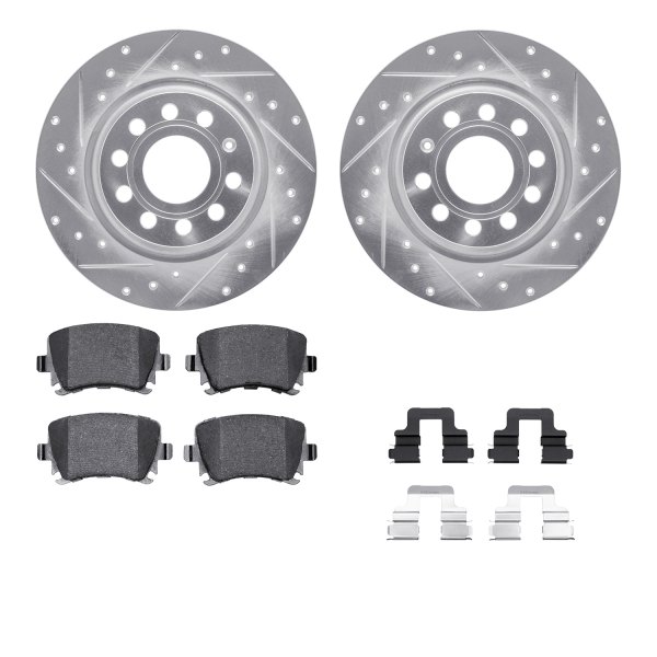  R1 Concepts® - Drilled and Slotted Rear Brake Kit with 5000 OE Pads