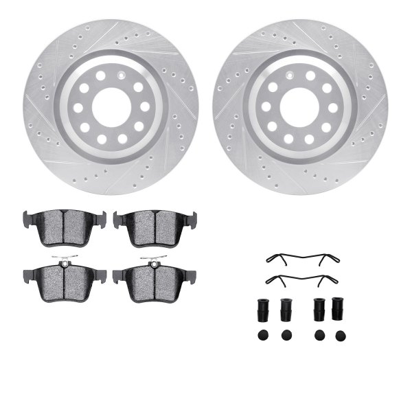  R1 Concepts® - Drilled and Slotted Rear Brake Kit with 5000 OE Pads