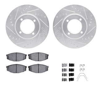 R1 Concepts® - Drilled and Slotted Front Brake Kit with Optimum OE Pads