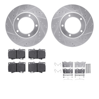 R1 Concepts® WGUH1-76115 - Drilled and Slotted Front Brake Kit with 5000 OE Pads