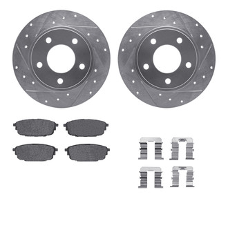 R1 Concepts® - Drilled and Slotted Rear Brake Kit with Optimum OE Pads