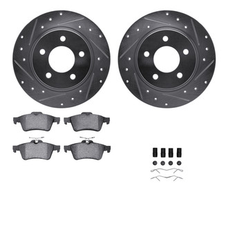 R1 Concepts® - Drilled and Slotted Rear Brake Kit with Optimum OE Pads