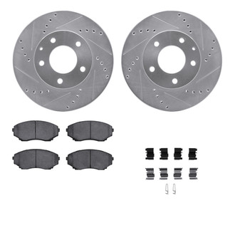 R1 Concepts® - Drilled and Slotted Front Brake Kit with Optimum OE Pads