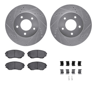 R1 Concepts® - Drilled and Slotted Front Brake Kit with Optimum OE Pads