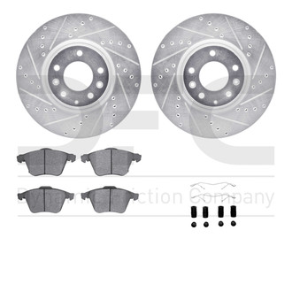 R1 Concepts® - Drilled and Slotted Front Brake Kit with Optimum OE Pads