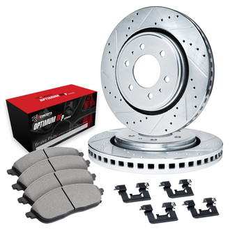 R1 Concepts® - Drilled and Slotted Front Brake Kit with Optimum OE Pads