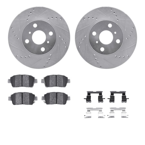  R1 Concepts® - Drilled and Slotted Front Brake Kit with Optimum OE Pads