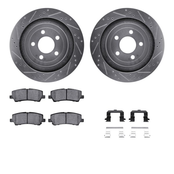  R1 Concepts® - Drilled and Slotted Rear Brake Kit with Optimum OE Pads