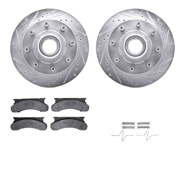  R1 Concepts® - Drilled and Slotted Front Brake Kit with Optimum OE Pads