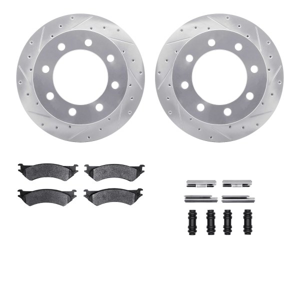  R1 Concepts® - Drilled and Slotted Rear Brake Kit with Optimum OE Pads