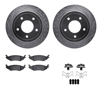R1 Concepts® - Drilled and Slotted Rear Brake Kit with Optimum OE Pads