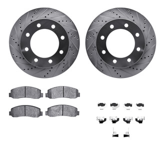 R1 Concepts® - Drilled and Slotted Front Brake Kit with Optimum OE Pads