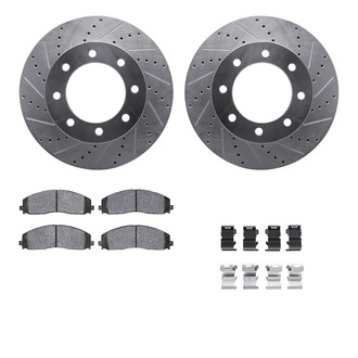R1 Concepts® - Drilled and Slotted Front Brake Kit with Optimum OE Pads