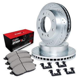 R1 Concepts® - Drilled and Slotted Front Brake Kit with Optimum OE Pads