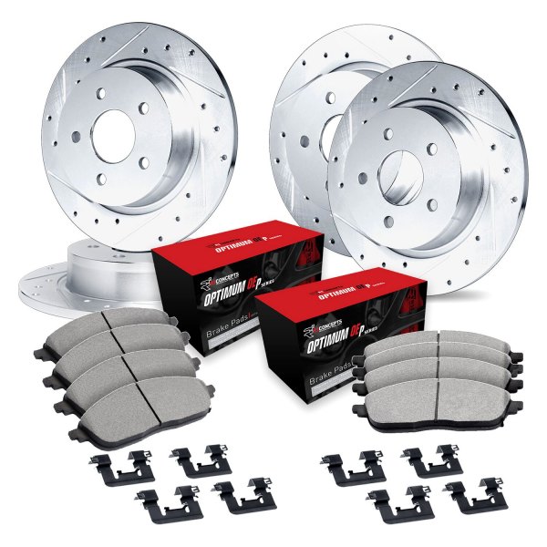  R1 Concepts® - Drilled and Slotted Front and Rear Brake Kit with 5000 OE Pads