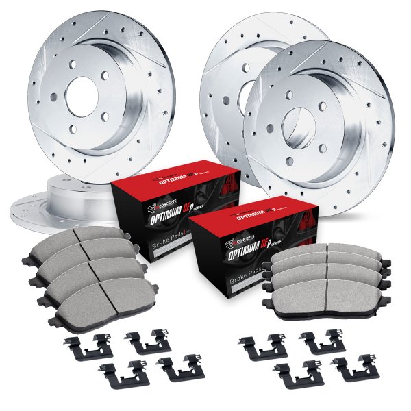  R1 Concepts® - Drilled and Slotted Front and Rear Brake Kit with 5000 OE Pads