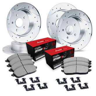 R1 Concepts® - Drilled and Slotted Front and Rear Brake Kit with Optimum OE Pads