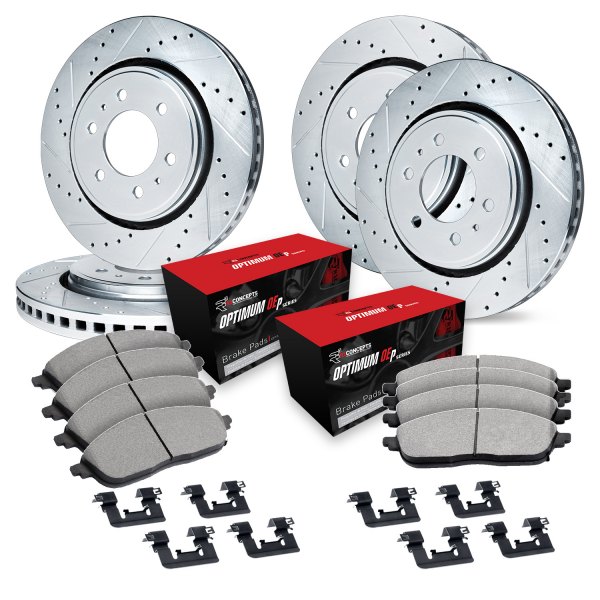  R1 Concepts® - Drilled and Slotted Front and Rear Brake Kit with 5000 OE Pads