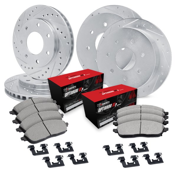  R1 Concepts® - Drilled and Slotted Front and Rear Brake Kit with 5000 OE Pads