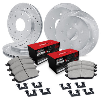 R1 Concepts® - Drilled and Slotted Front and Rear Brake Kit with 5000 OE Pads