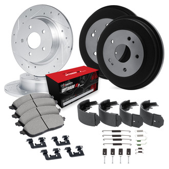 R1 Concepts® - Drilled and Slotted Front and Rear Brake Kit with Optimum OE Pads