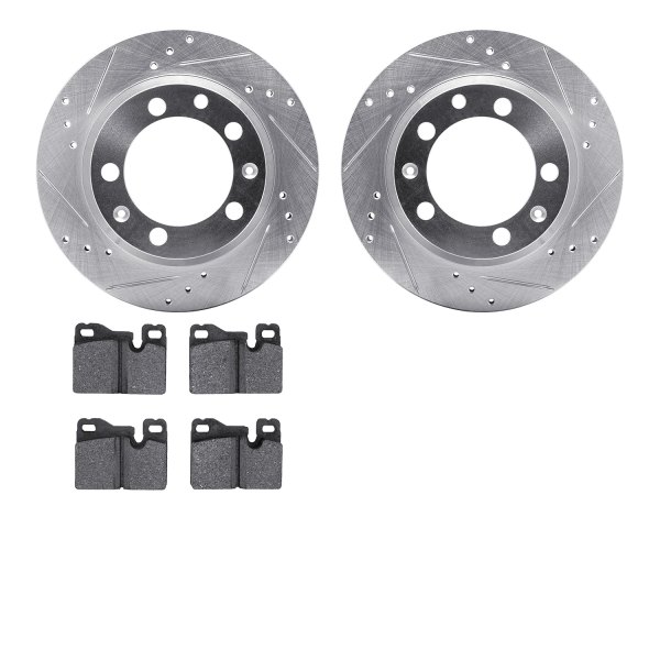  R1 Concepts® - Drilled and Slotted Rear Brake Kit with Optimum OE Pads