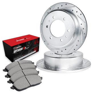 R1 Concepts® - Drilled and Slotted Rear Brake Kit with Optimum OE Pads