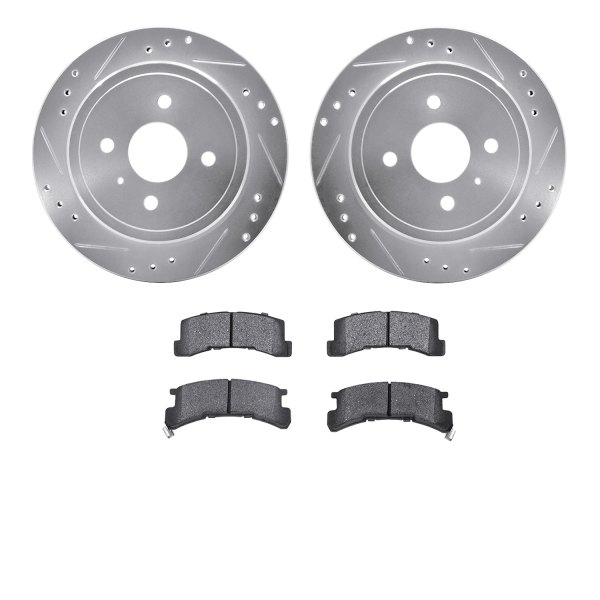  R1 Concepts® - Drilled and Slotted Rear Brake Kit with Optimum OE Pads