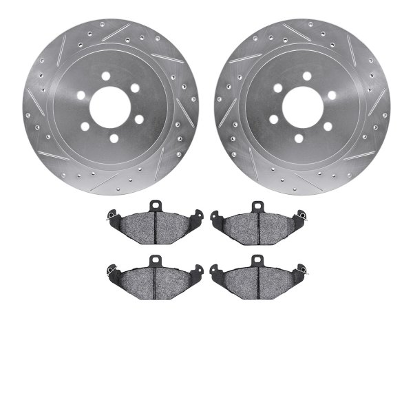  R1 Concepts® - Drilled and Slotted Rear Brake Kit with Optimum OE Pads