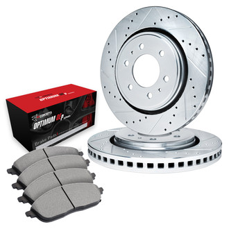 R1 Concepts® - Drilled and Slotted Rear Brake Kit with Optimum OE Pads