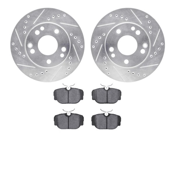  R1 Concepts® - Drilled and Slotted Front Brake Kit with Optimum OE Pads